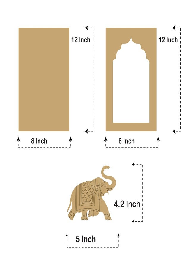 LET'S DIY لنصنع بأنفسنا نافذة (جاروكا) بتصميم محفور على خشب MDF بوجه فيل من الجانبين، مع قاعدة مربعة الشكل، مثالية للأعمال اليدوية - طقم من قطعتين - Image 2